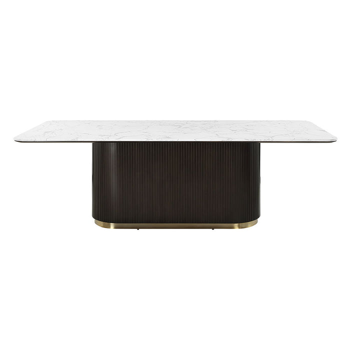 Clayten - Dining Table With Marble Top - White / Espresso