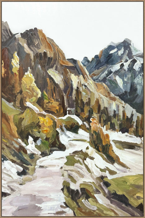 Ochre Alpine Passage I - 32 X 48 - Hand-Embellished Canvas In Frame - Ochre