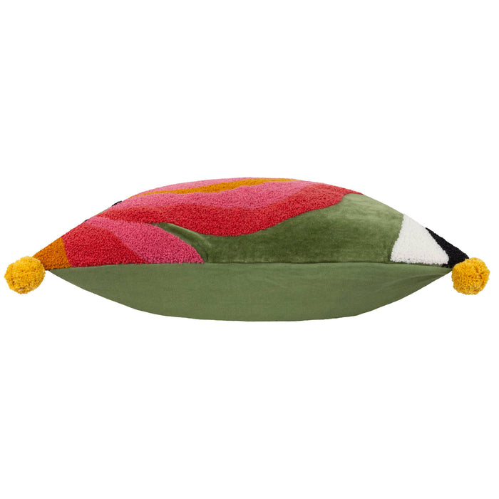 Poppy Cushion Khaki/Pink: Khaki/Pink / Feather Filled / 50 x 50cm