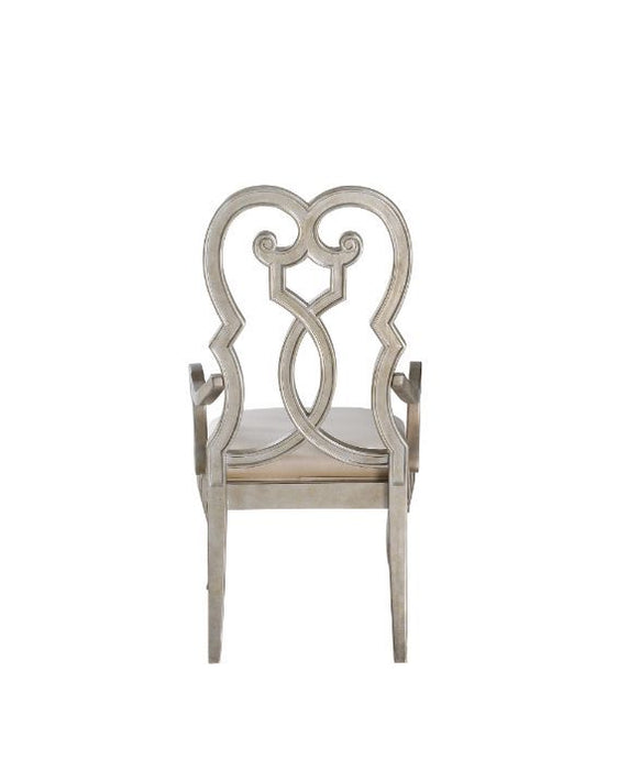 Esteban - Arm Chair (Set of 2) - Ivory Velvet & Antique Champagne