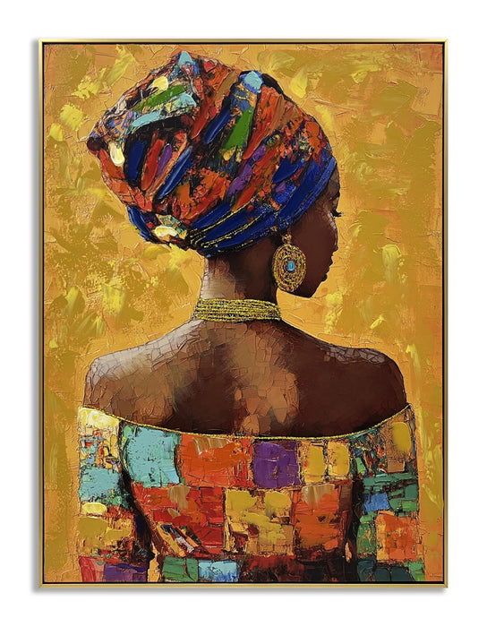 Radiant Mosaic Silhouette - 40" x 30" Framed Wall Art - Orange
