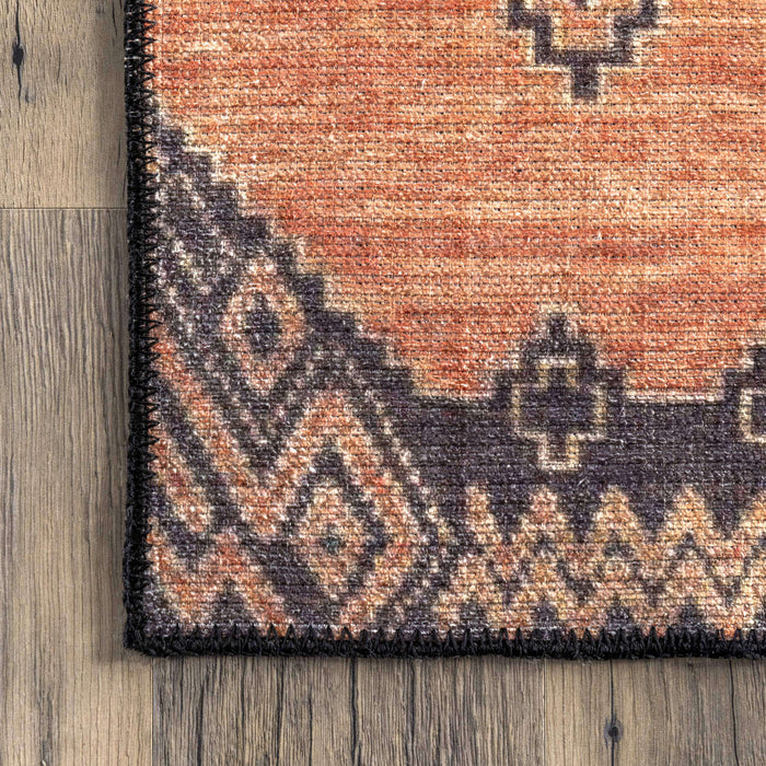 Quincy Cotton-Blend Traditional Area Rug: Rust / Runner / 2' x 8'