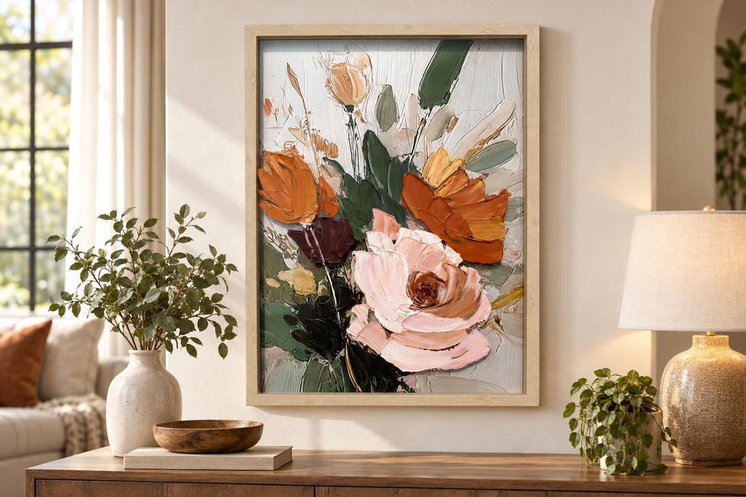 Amber Petal Rhapsody I - 24 X 32 - Hand-Embellished Plexiglass In Frame - Pink