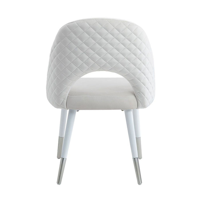 Zemirah - Side Chair Set of 2) - White Velvet & White Gloss