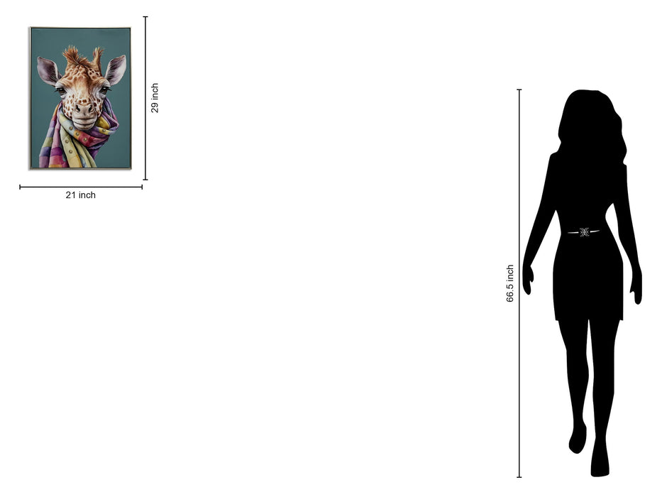 Whimsical Giraffe Chic - 21" x 29" Framed Wall Art - Blue