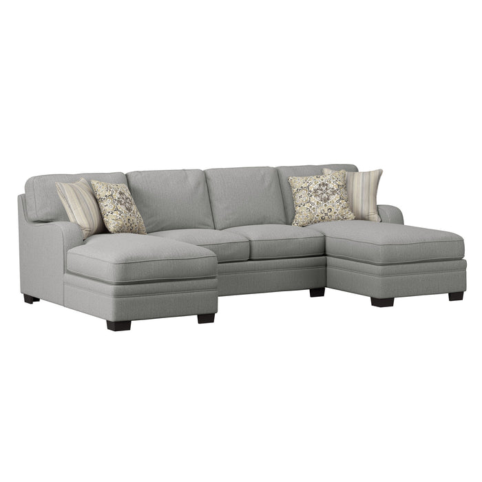 Analiese - U-Shaped Sectional With Track Arms, Welt Seaming, And Block Feet - Dove Gray