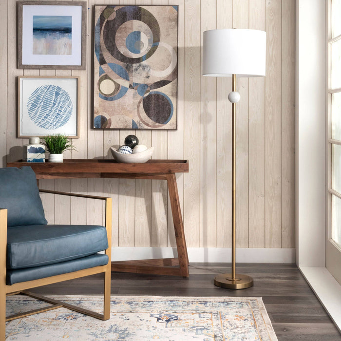 Saxman 63" Marble Floor Lamp: Gold / 63" H x 16" W x 16" D