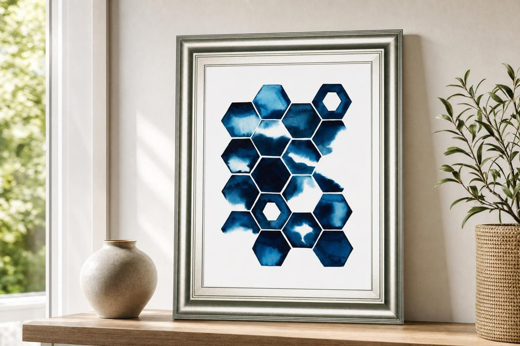 22x26 Stormy Geometry II By Grace Popp - Blue