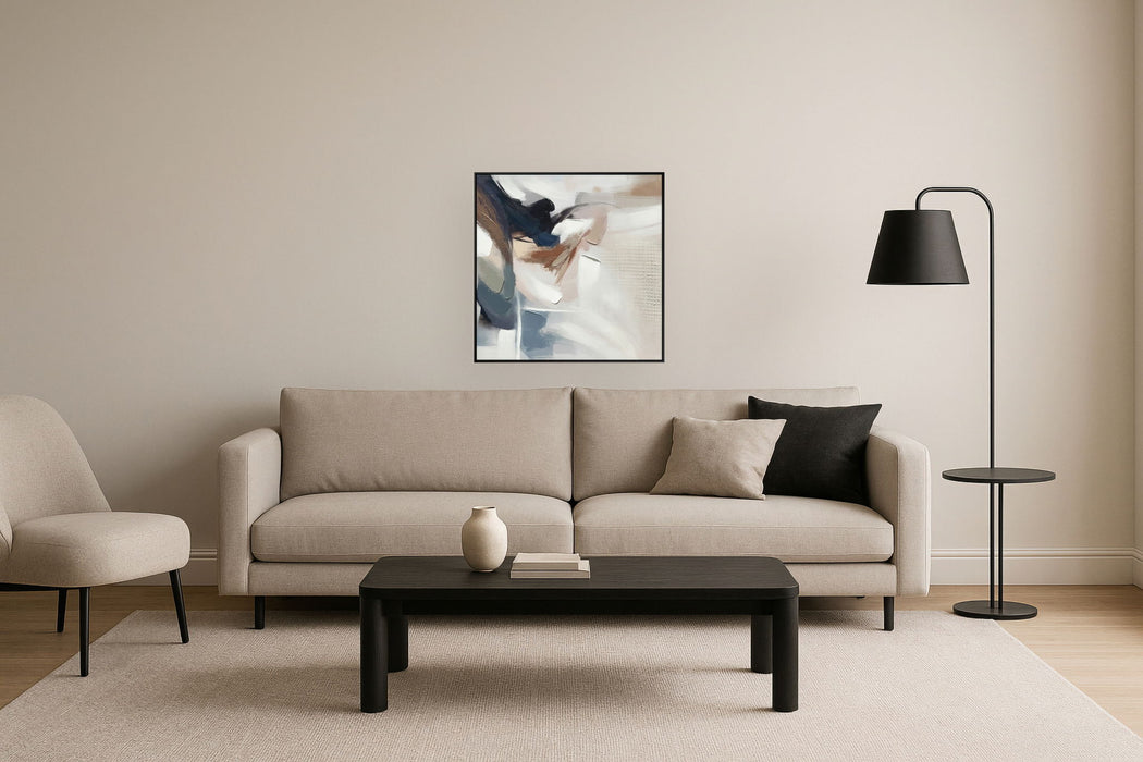 "Abstract Harmony II" Hand-Embellished Canvas In Frame - Black / Multi-Color