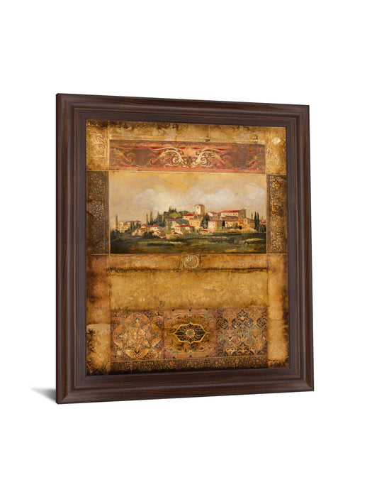 Tuscan Village Mosaic - 28" x 34" Framed Wall Art - Dark Brown