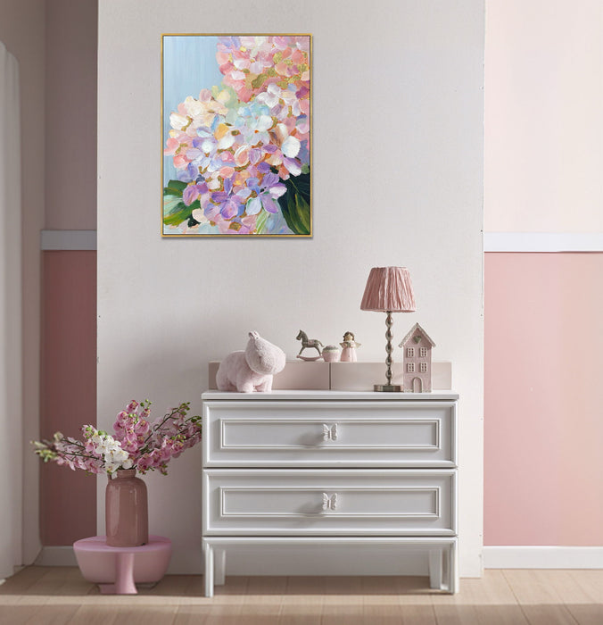 Petal Reverie II Hand-Embellished Canvas In Frame - Gold / Pink