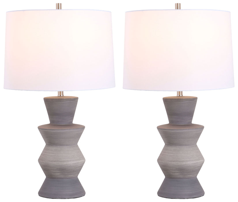 Quiet Cadence - 26 X 15 - Ceramic Table Lamp (Set of 2) - Stone Grey