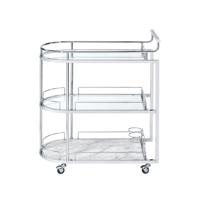 Inyo - Serving Cart - Clear Glass & Chrome