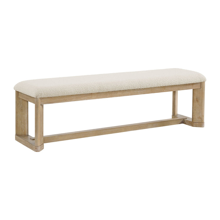 Pacific Grove - Upholstered Dining Bench With Cream Boucle Upholstery, Trestle Legs, And Solid Wood Construction - Sand Dune