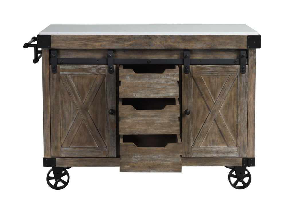 Alforvott - Kitchen Island - Marble Top & Weathered Gray
