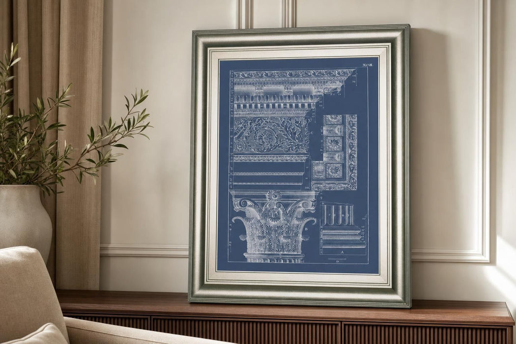 22x26 Column & Cornice Blueprint II By Vision Studio - Blue
