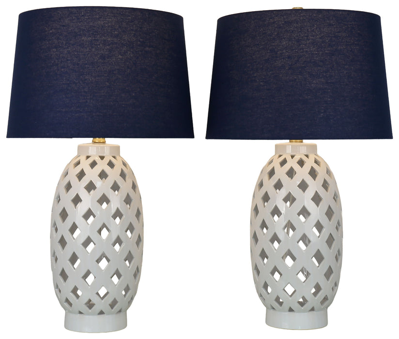 Harbor Trellis - 28 X 16 - Ceramic Table Lamp (Set of 2) - Matte White