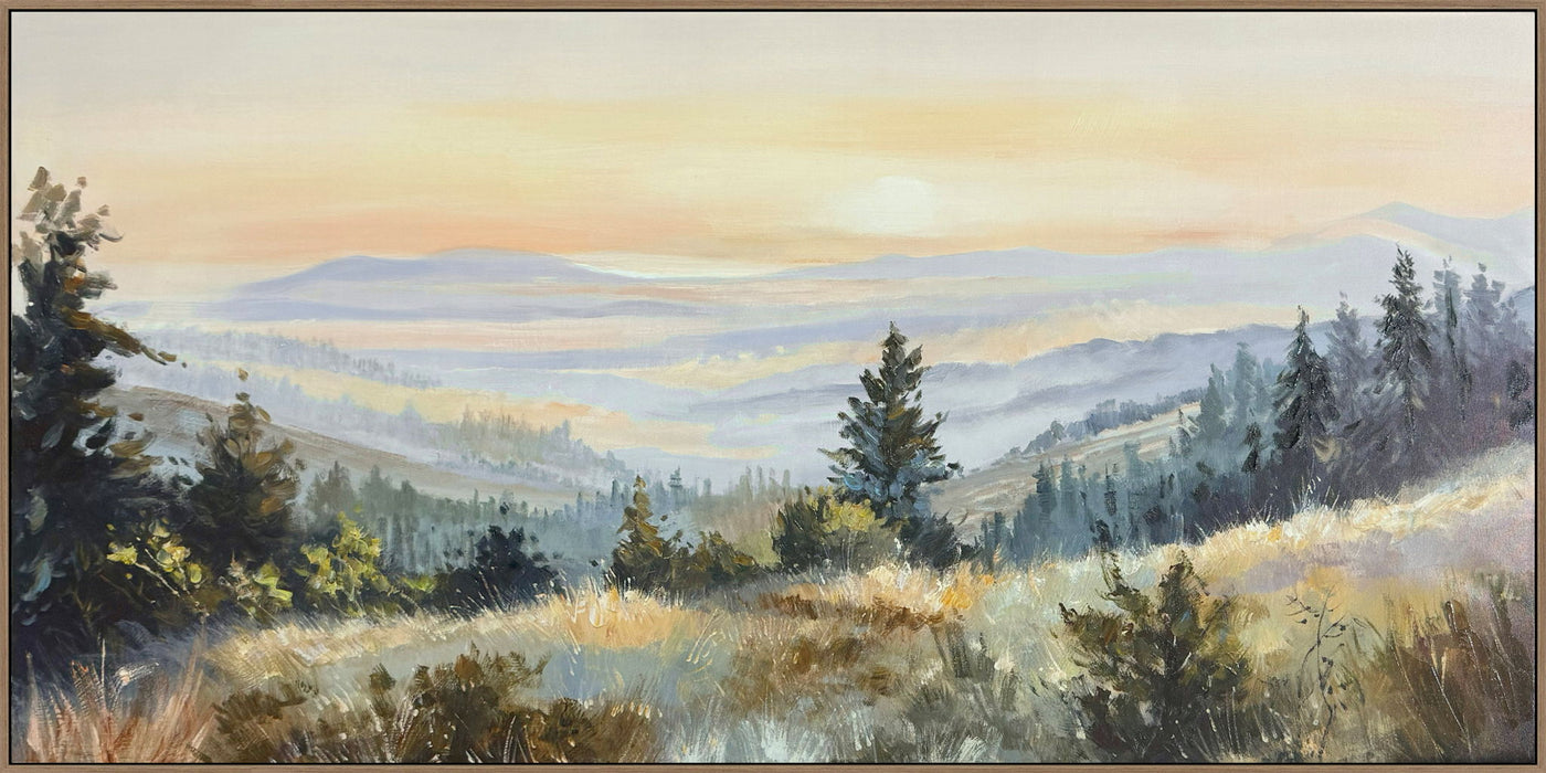 Morning Meadow Hand-Embellished Canvas In Frame - Beige / Gray