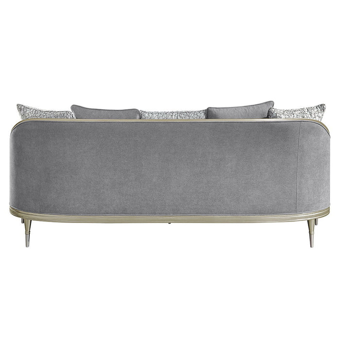 Fernando - Sofa With 5 Pillows - Gray Chenille & Champagne