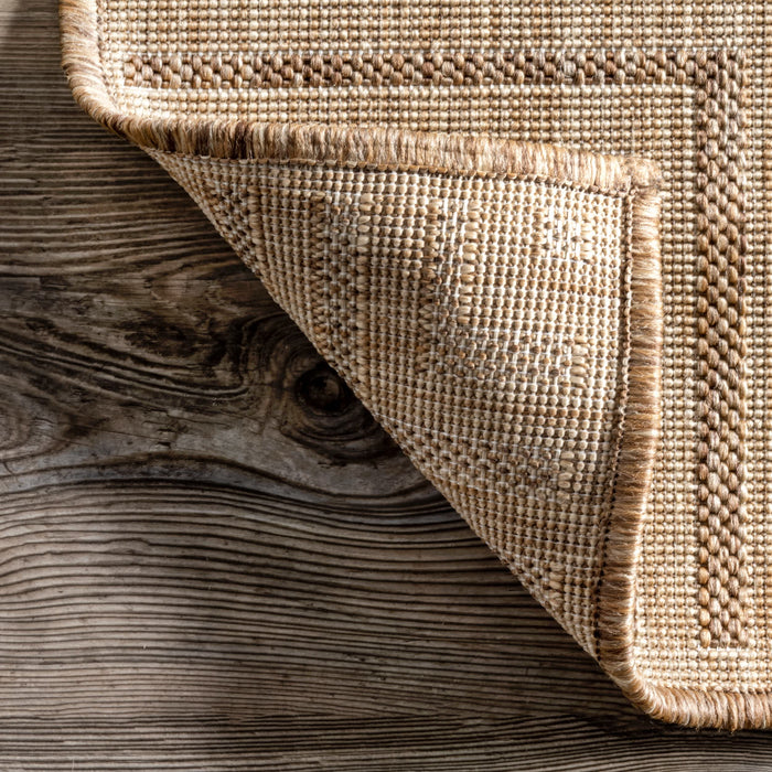 Asha Simple Border Indoor/Outdoor Area Rug: Light Brown / Rectangle / 5' x 8'