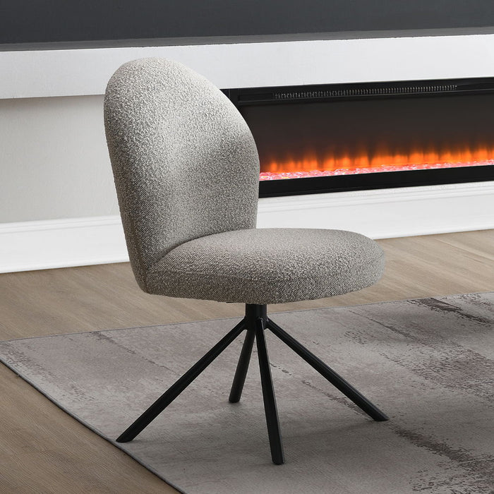 Lawton - Side Chair With Swivel Set of 2) - Gray Boucle & Black