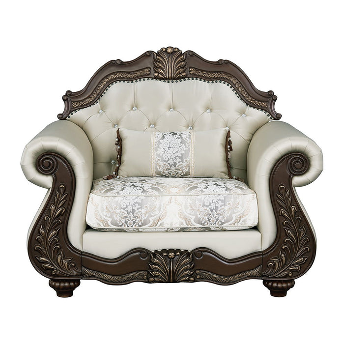 Pierce - Chair With Pillow - Beige Fabric & Cherry
