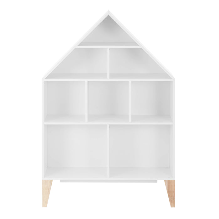 Steiner White Dollhouse Kids Bookshelf with Beech Legs