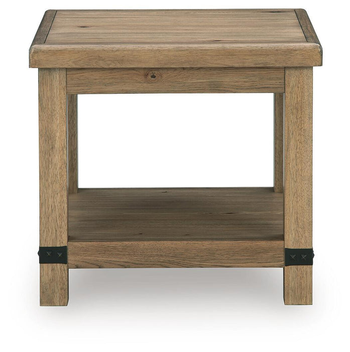 Ridgester - Rectangular End Table - Light Brown