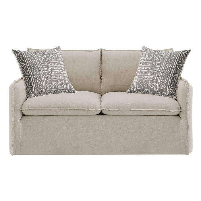 Upendo - Loveseat With 2 Pillows - Beige Linen
