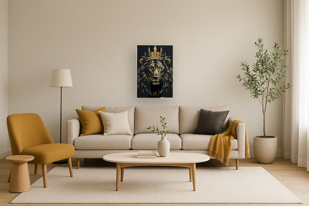 Crowned Noir I Gloss Canvas With Glitter In Frame - Black / Gold