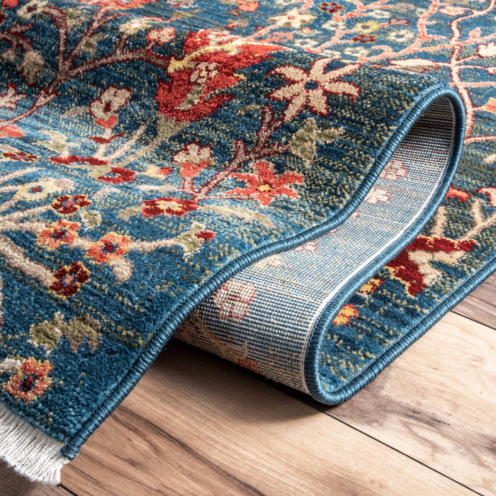 Dasilva Tribal Fringe Area Rug: Blue / Runner / 2' 6" x 8'