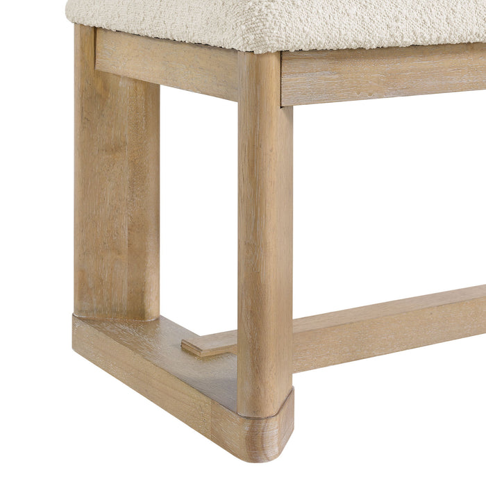 Pacific Grove - Upholstered Dining Bench With Cream Boucle Upholstery, Trestle Legs, And Solid Wood Construction - Sand Dune