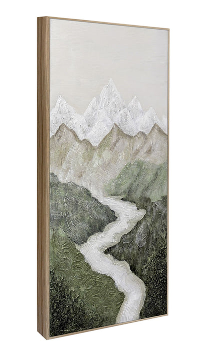Verdant Passage II Hand-Painted Canvas In Frame - Green / Ivory