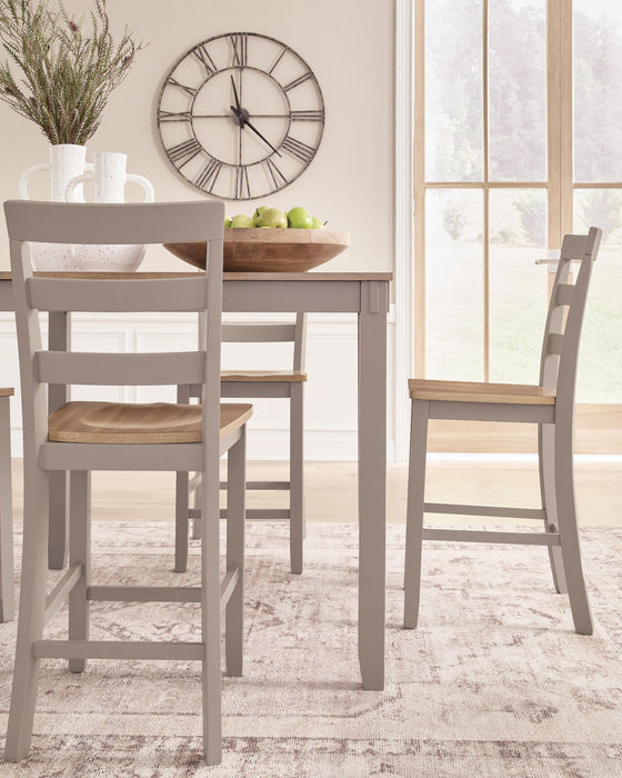Harperfeld - Dining Room Counter Table Set (Set of 5) - Natural / Gray