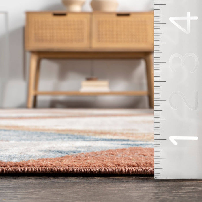 Faviola Southwestern Bordered Area Rug: Rust / Rectangle / 5' 3" x 7' 7"