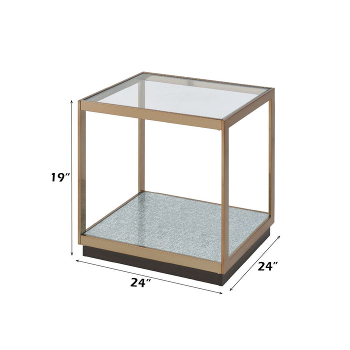 Kaia - End Table - Glass & Gold