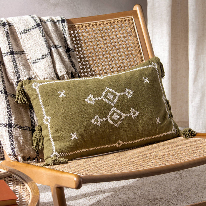 Folis Cushion Khaki: Khaki / Feather Filled / 30 x 50cm
