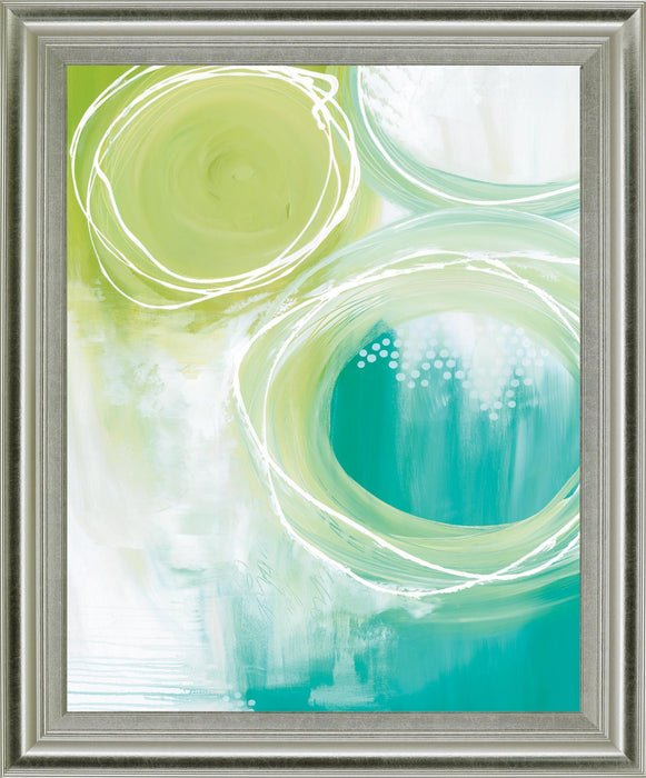 Verdant Orbit - 28" x 34" Framed Wall Art - Light Blue