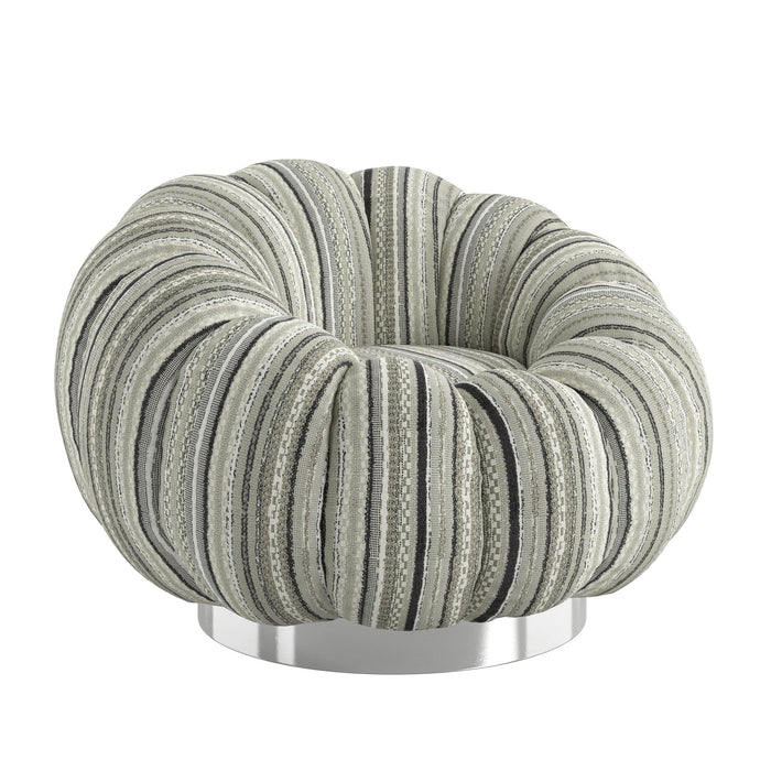 Lily - Pumpkin Swivel Accent Chair - Black Mixed Stripe