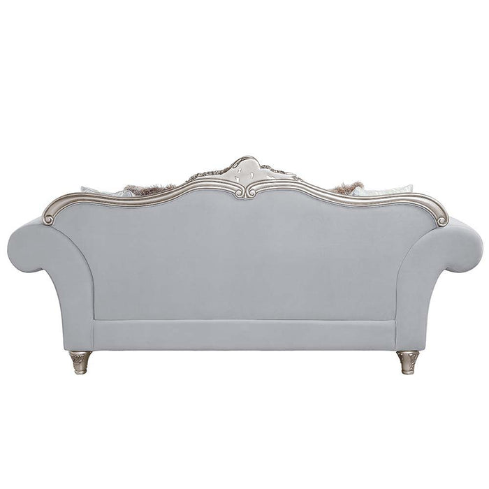 Pelumi - Sofa With 8 Pillows - Light Gray Linen & Platinum