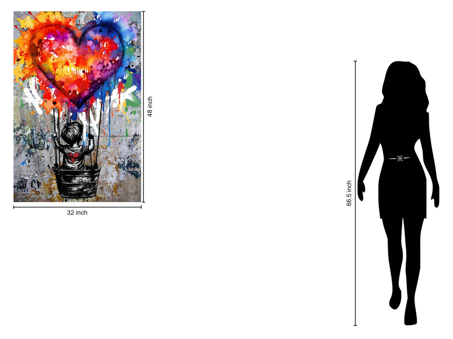 Radiant Heart Dream - 32" x 48" Framed Wall Art - Red