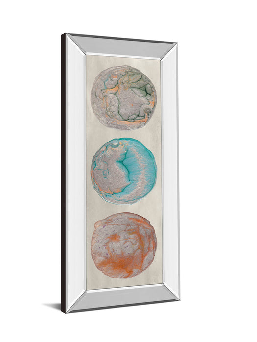 Planet Trio Il By Alicia Ludwig - Mirror Framed Print Wall Art - Beige
