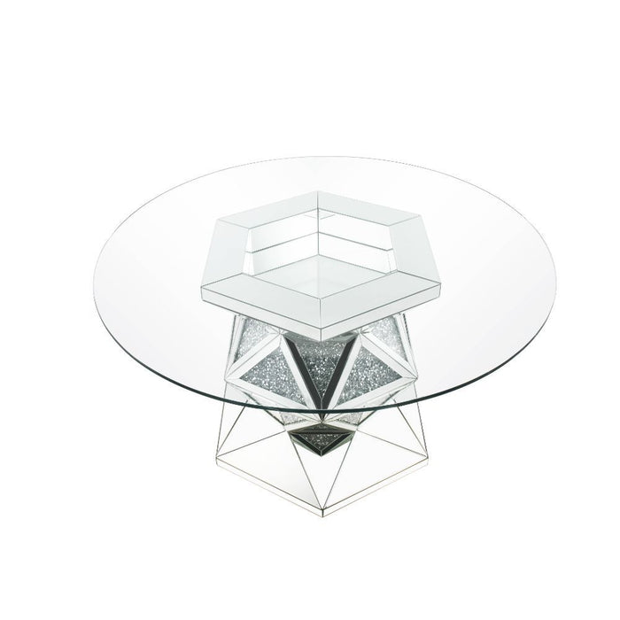 Noralie - 52" Round Dining Table - Mirrored & Faux Diamonds