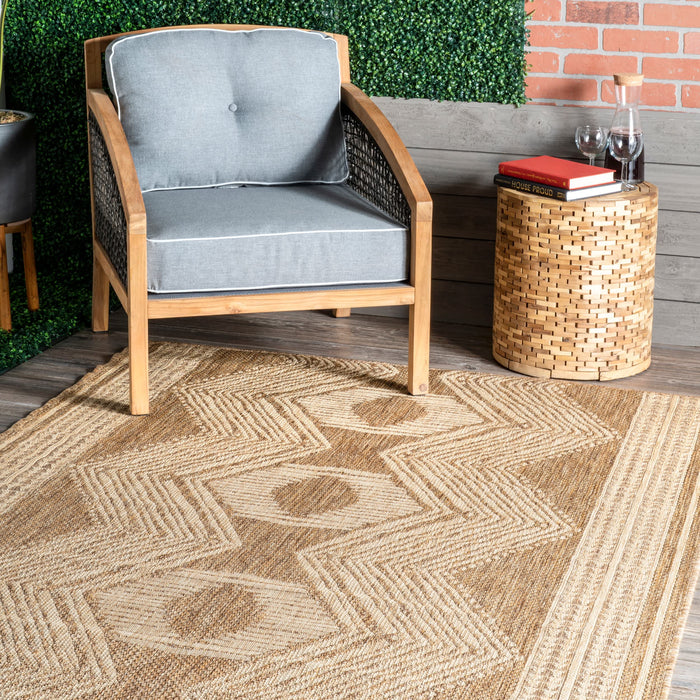 Ranya Tribal Indoor/Outdoor Area Rug: Light Brown / Runner / 2' x 8'