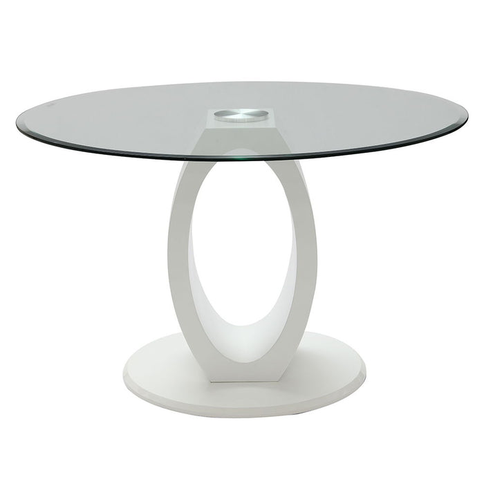 Larry - Glass Top Round Dining Table - White High Gloss
