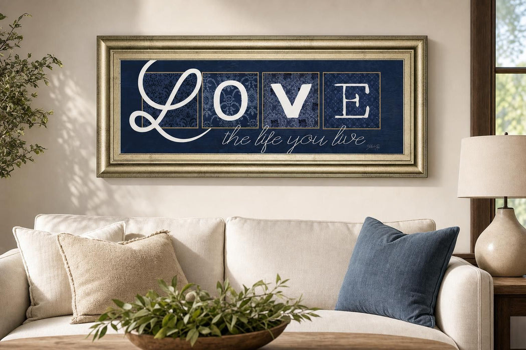 18x42 Love The Life You Live By Marla Rae - Blue
