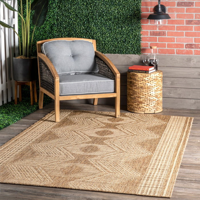 Ranya Tribal Indoor/Outdoor Area Rug: Light Brown / Runner / 2' x 8'