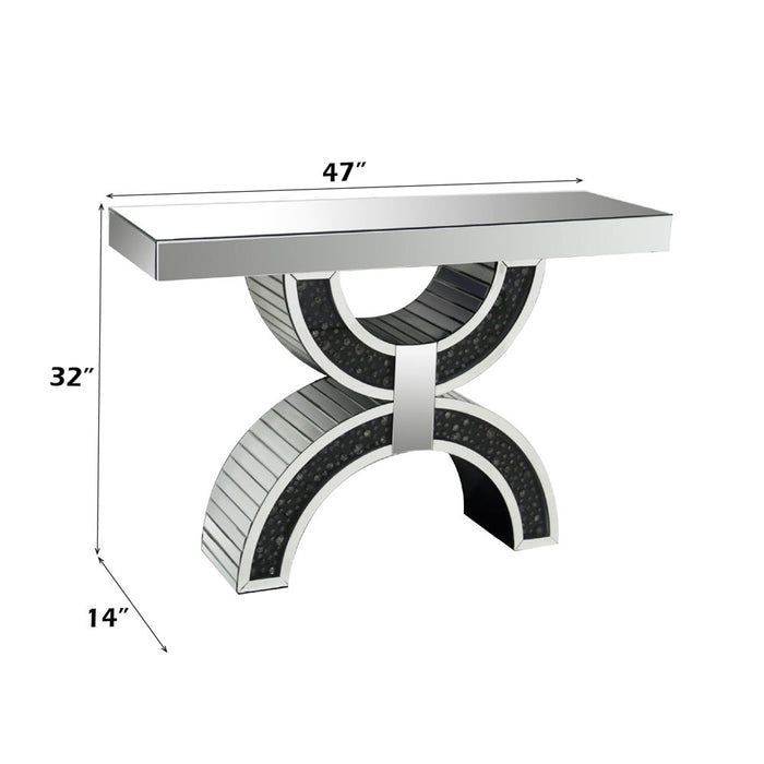 Nysa - Console Table With Faux Crystals - Mirrored