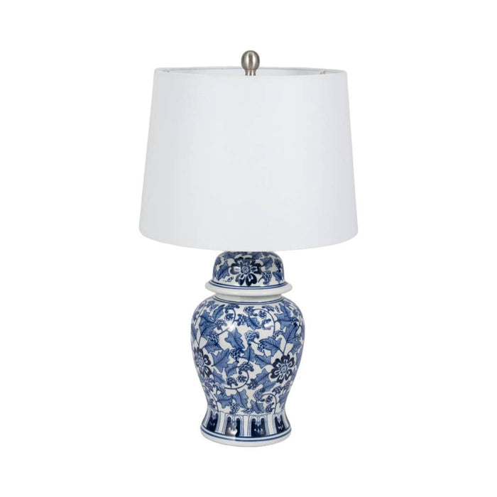 Ceramic Traditional Floral Table Lamp - Blue/White, 25 in.