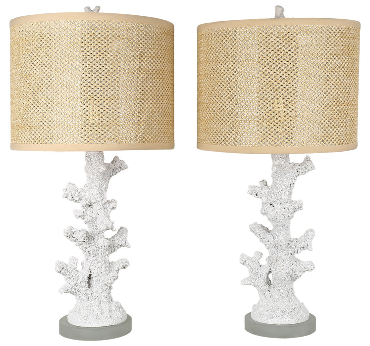 Coral Haven - 26 X 13 - Resin Table Lamp (Set of 2) - Matte White